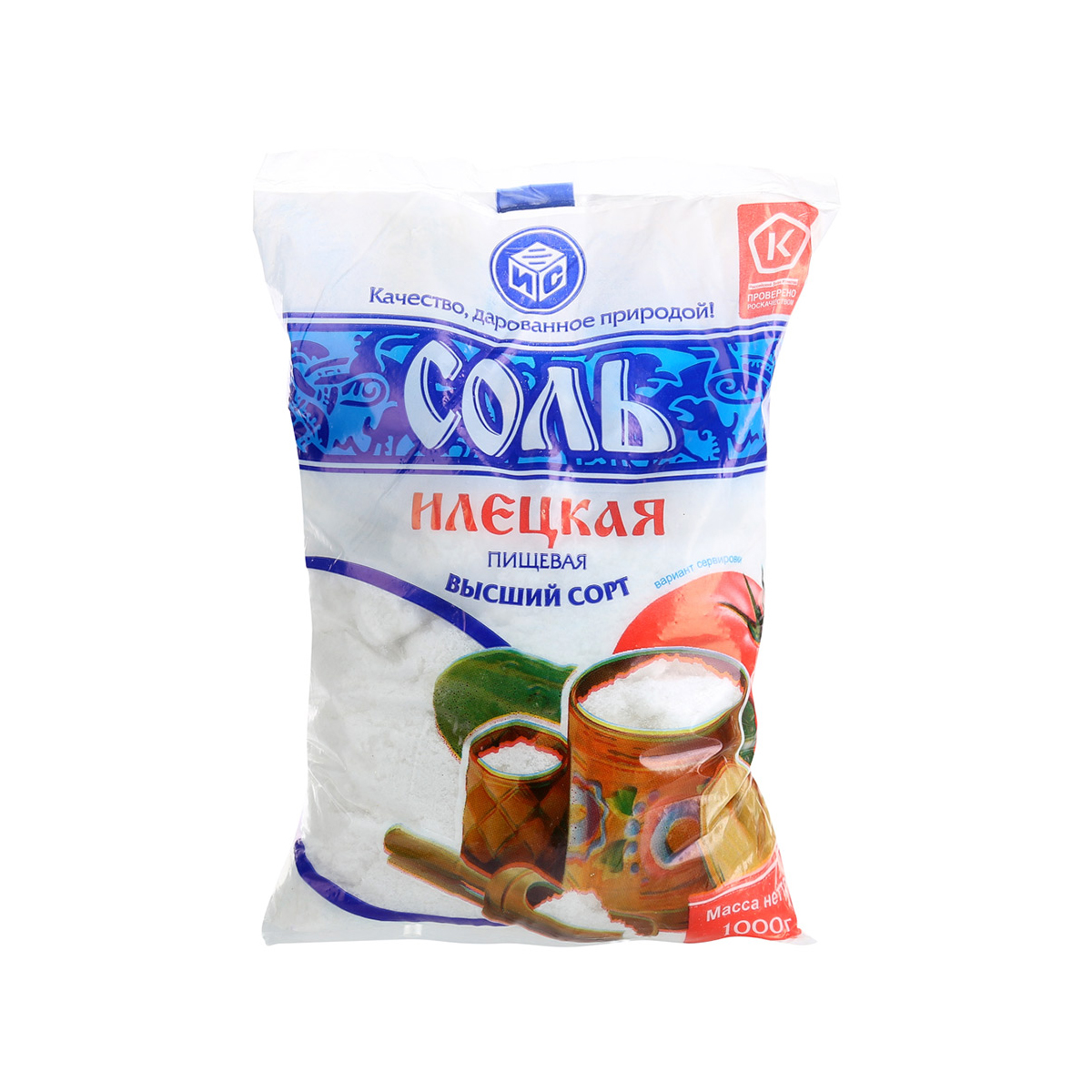Соль Илецкая пищевая в/с 1кг п/п Россия