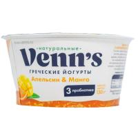 Йогурт греческий Веннс обезж 0,1% 130г пб апел-манго с вит с