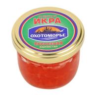 ИКРА ЗЕРНИСТАЯ ЛОСОСЕВЫХ РЫБ ОХОТОМОРЬЕ ИЗ ГОРБУШИ 90Г СБ/М