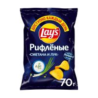 ЧИПСЫ ЛЕЙС РИФЛЕНЫЕ 70Г ПП СМЕТАНА И ЛУК/М