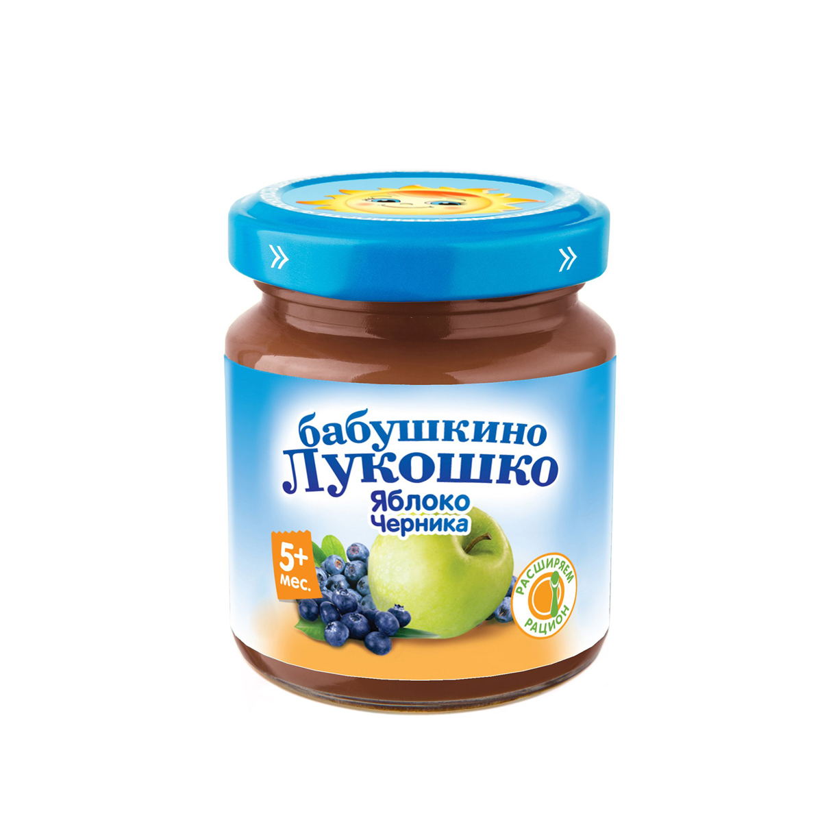 Пюре Бабушкино лукошко яблоко черника 90г д/п Россия