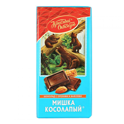 Шоколад Мишка косолапый с орехами и вафлями 75г Россия
