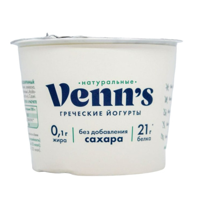 Йогурт греческий венс обезж 0,1% 210г пб