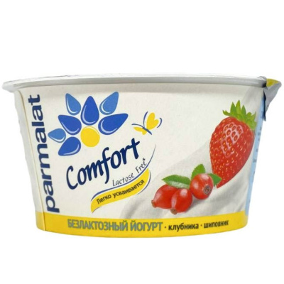 Йогурт комфорт 130г безлактозный клубника шиповник
