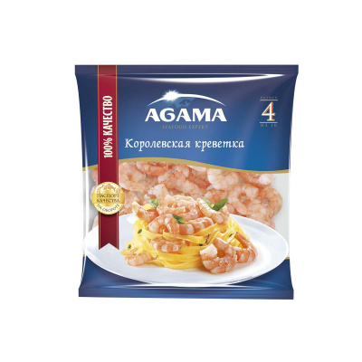 Креветки Агама королевские №4 очищенные для пасты в/м 300г Россия