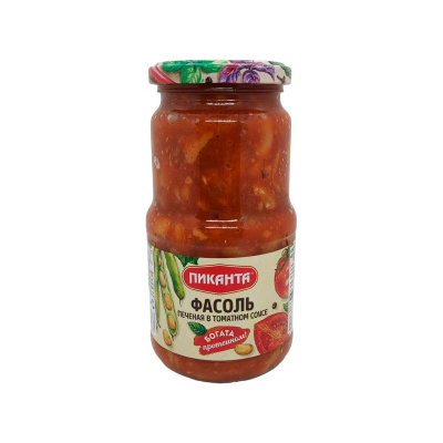 Фасоль Пиканта печеная в томатном соусе 530г с/б Россия