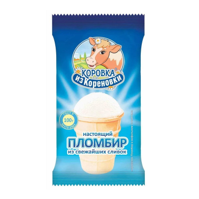 Мороженое ваф стакан Коровка из Кореновки пломбир 100г Россия