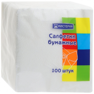 Салфетки бум 24*24 1 слой 100шт белые мистерия