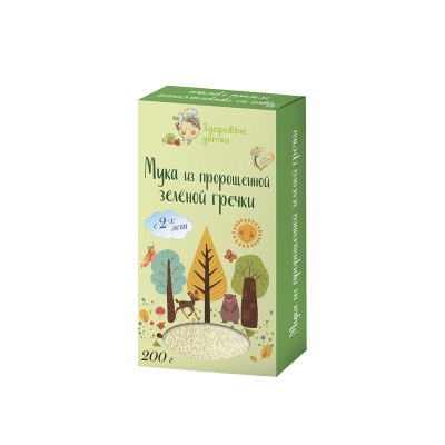 Мука Оргтиум Здоровые детки из пророщен зеленой гречки 200г к/к Россия