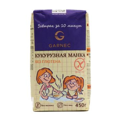 Крупа кукурузная манка гарнец без глютена 450г пп