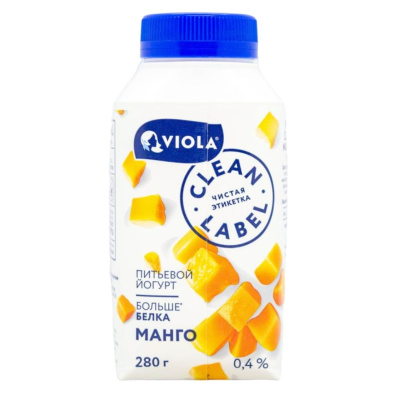Йогурт питьевой виола 0,4% 280г манго /м