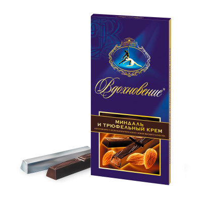 Шоколад Вдохновение с трюфельным кремом и миндалем 100г к/к Россия