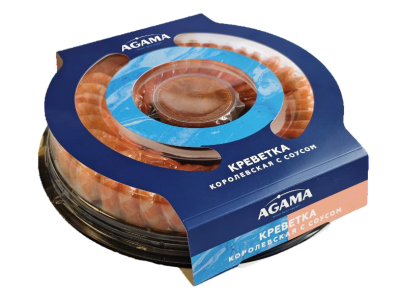 Креветки Агама Королевские с коктейльным соусом очищенные с хвостом 500г