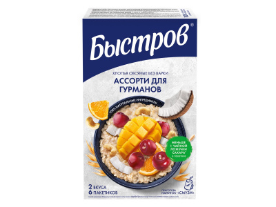Хлопья овсяные Быстров без варки 228г кк ассорти для гурманов Россия
