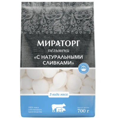 Пельмени мираторг 700г пп с натуральными сливками 3 вида мяса