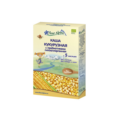 Каша Флер Альпин безмолочная кукурузная с пребиотиками 175г к/к Германия