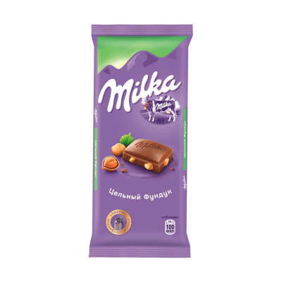 Шоколад Милка молочный с цельным фундуком 85г Россия