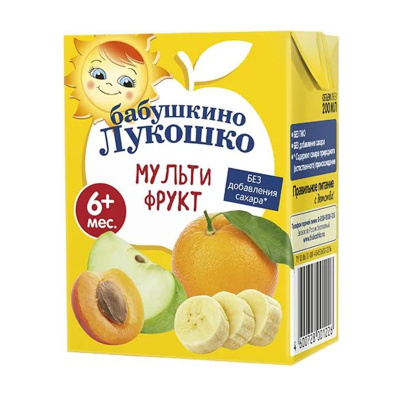 Сок Бабушкино лукошко мультифруктовый востановленный 200мл