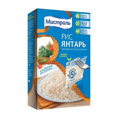 Рис мистраль янтарь 5*80г кк пропаренный длиннозерный
