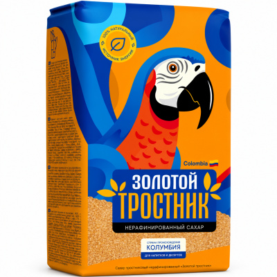 Сахар золотой тростник тростниковый нерафинированный 900г пп Колумбия