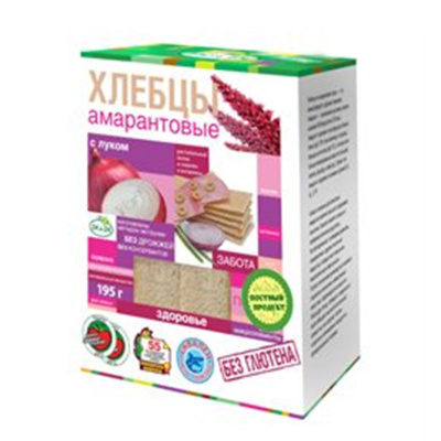 Хлебцы с луком ди энд ди амарантовые 195г кк Россия