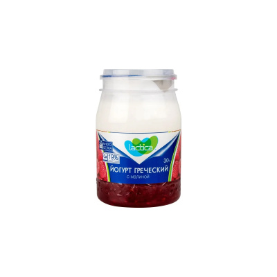 Йогурт Греческий Лактика с малиной 3% 190г п/б Россия