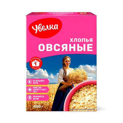Хлопья Увелка овсяные моментальные №853 400г кк Россия