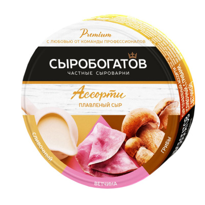 Сыр Сыробогатов мясное ассорти плавленный 50% 130г круг Россия